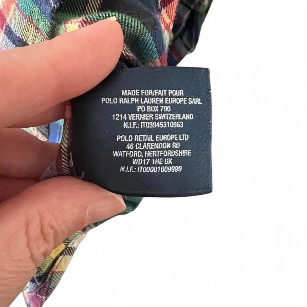 Ralph Lauren Plaid Cotton Button Up Short Boys Size Large 14/16 Preppy Academia